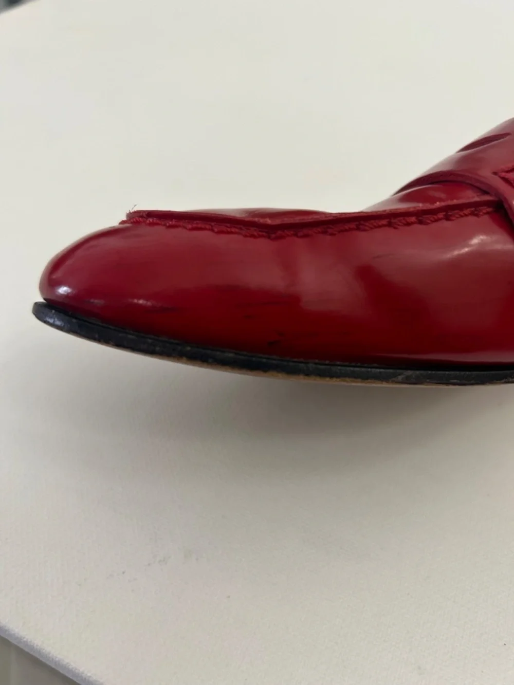 J.Crew Academy Penny Loafer Mule in cherry/apple red patent leather. size 6.5 - Picture 9 of 9